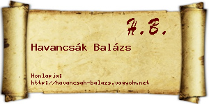 Havancsák Balázs névjegykártya
