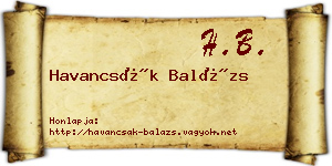 Havancsák Balázs névjegykártya